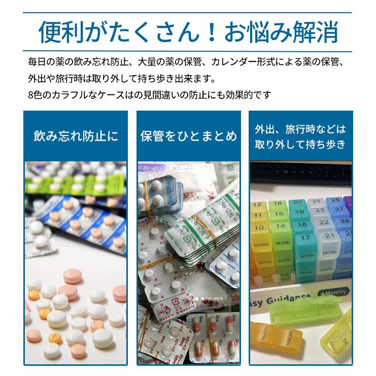 1か月 薬ケース 1日3回 薬箱 大容量 おしゃれ 31日用 サプリメントケース 収納 携帯用 ピルケース 薬 入れる カレンダー 薬ポーチ 服薬管理 | ブランド登録なし | 03