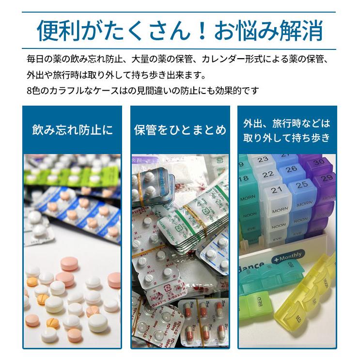 1か月 薬ケース 1日4回 薬箱 大容量 おしゃれ 31日用 サプリメントケース 収納 携帯用 ピルケース 薬 入れる カレンダー 薬ポーチ 服薬管理 | ブランド登録なし | 03