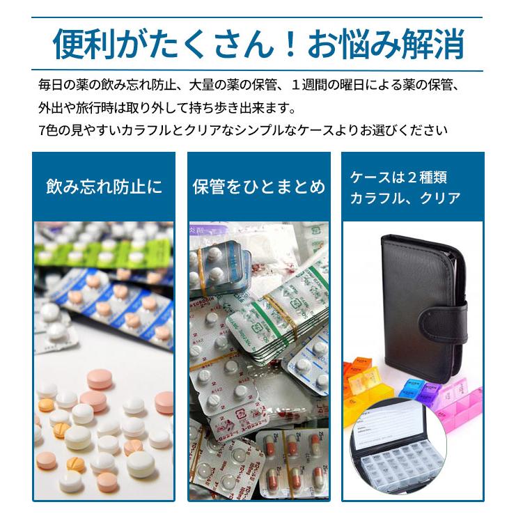 一週間 ピルケース 4分割 1週間分 薬ケース 飲み忘れ 薬の管理 7日用 サプリメント 収納 手帳型 薬箱 薬ポーチ 服薬管理 | ブランド登録なし | 04