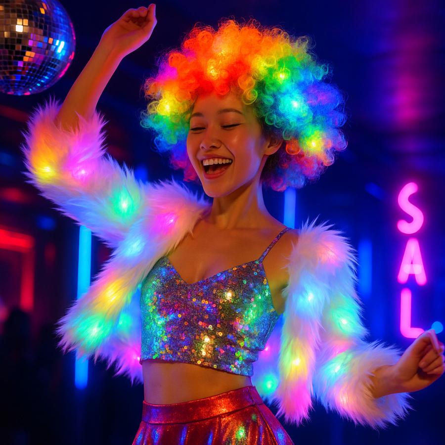 LEDアフロ 光るアフロ 光るかつら LEDウィッグ パーティーグッズ コスプレ ハロウィン 仮装 フェス ライブ イベント 応援グッズ アフロウィッグ | ブランド登録なし | 01