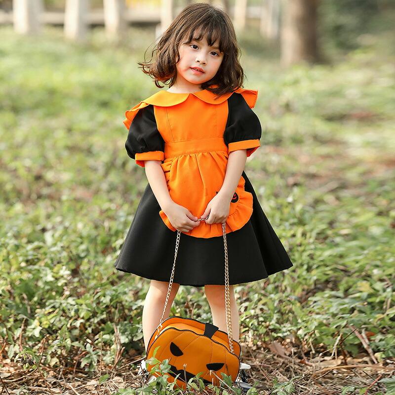 かぼちゃ 衣装 パンプキン コスプレ ハロウィン コスチューム 子供服 子供 ジャックオーランタン 仮装 ワンピース カチューシャ付き 魔女 女の子 | ブランド登録なし | 04
