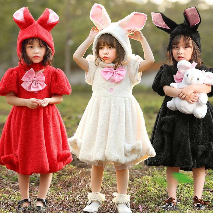 うさぎ コスプレ 子供用 うさぎ コスプレ 着ぐるみ ホワイト ウサギ キッズ コスチューム 帽子付き ハロウィン 仮装 子供 女の子 | ブランド登録なし