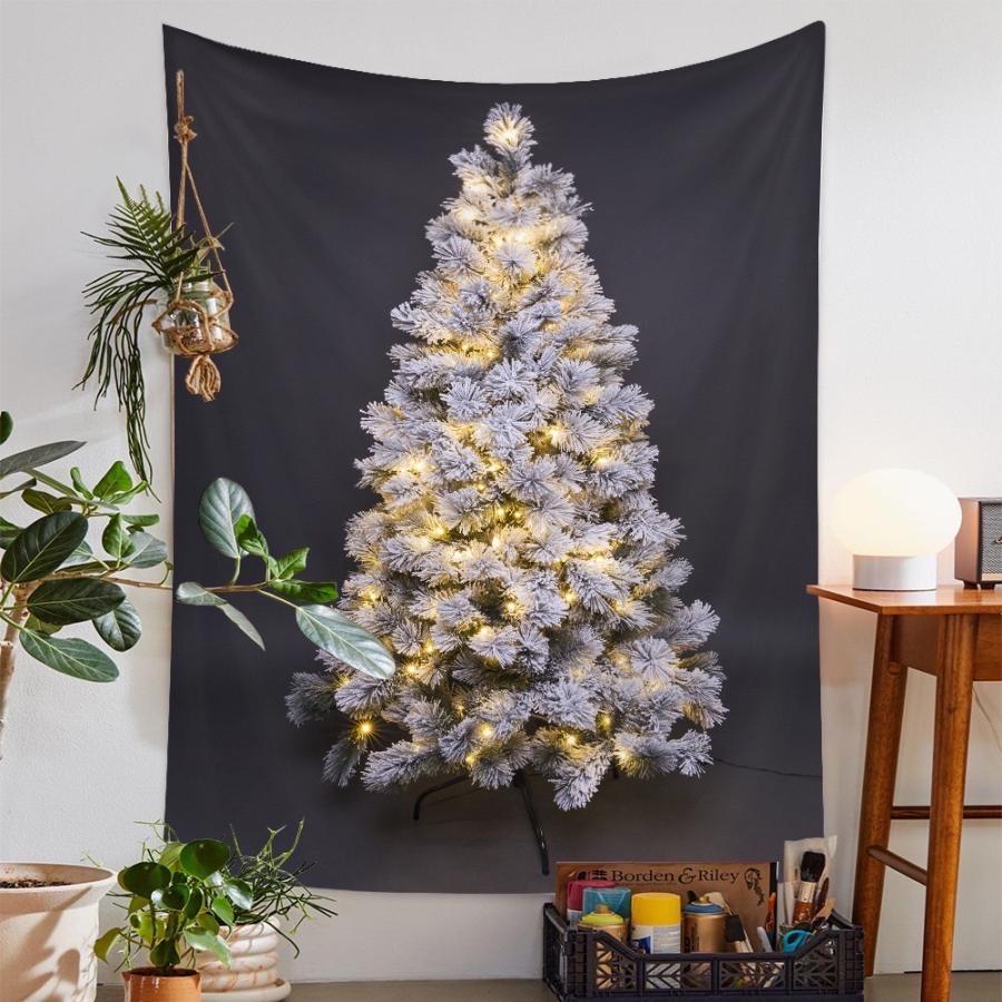 クリスマス タペストリー 雪 ホワイトクリスマス スノー 壁掛け クリスマスツリー ホワイトツリー パーティ インスタ映え | ブランド登録なし | 01