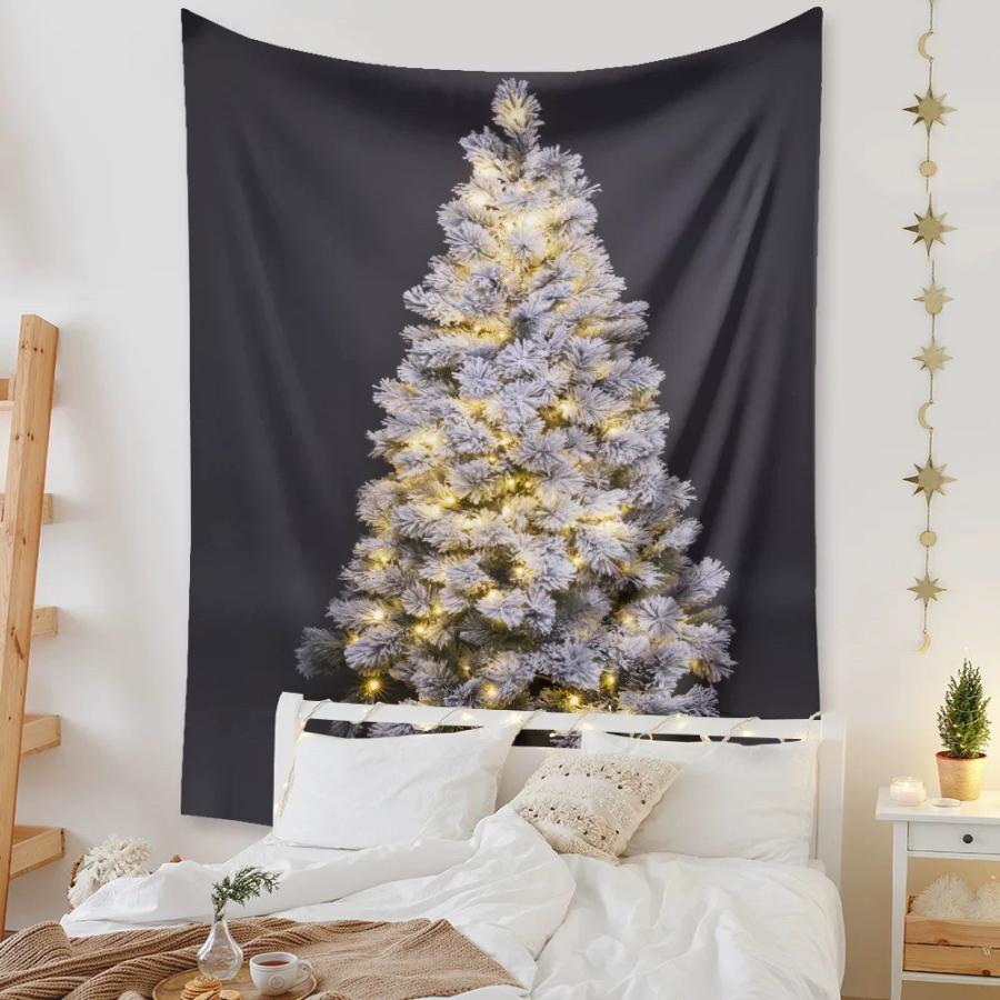 クリスマス タペストリー 雪 ホワイトクリスマス スノー 壁掛け