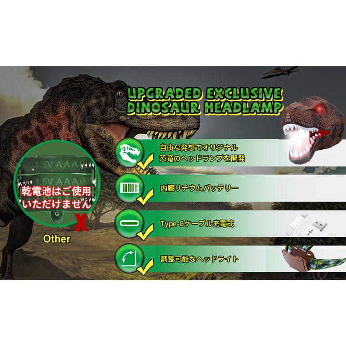 恐竜 おもちゃ ヘッドライト LEDライト ヘッドランプ USB充電 子供 ギフト 誕生日プレゼント クリスマスプレゼント  怪獣 ザウルス 子供用 | RAMSON | 03