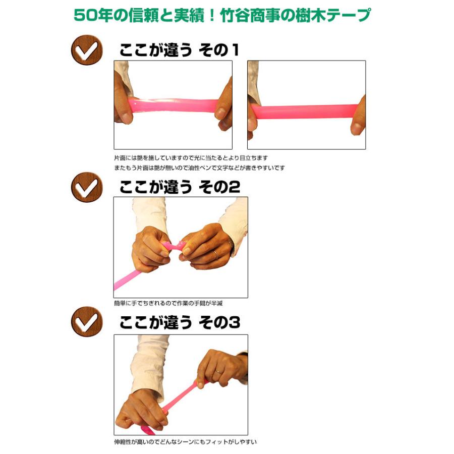 樹木用識別テープ 15mm 樹木用 測量 識別テープ　調査用 樹木 テープ 森林等に 非粘着テープ 7色 竹谷商事｜a-e-shop925｜04