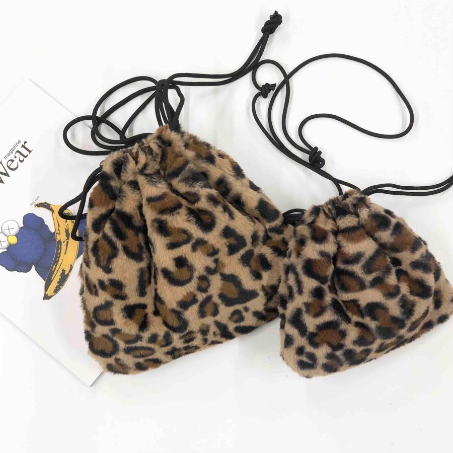 レオパード バッグ ファー バック ポシェット 巾着 レディース 斜め  