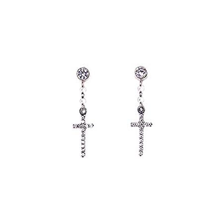 【再入荷】 特別価格Dangle the好評販売中 in Handmade - diamonds CZ with Silver Sterling in earrings cross イヤリング 【再入荷】 特別価格Dangle the好評販売中 in Handmade - diamonds CZ with Silver Sterling in earrings cross イヤリング