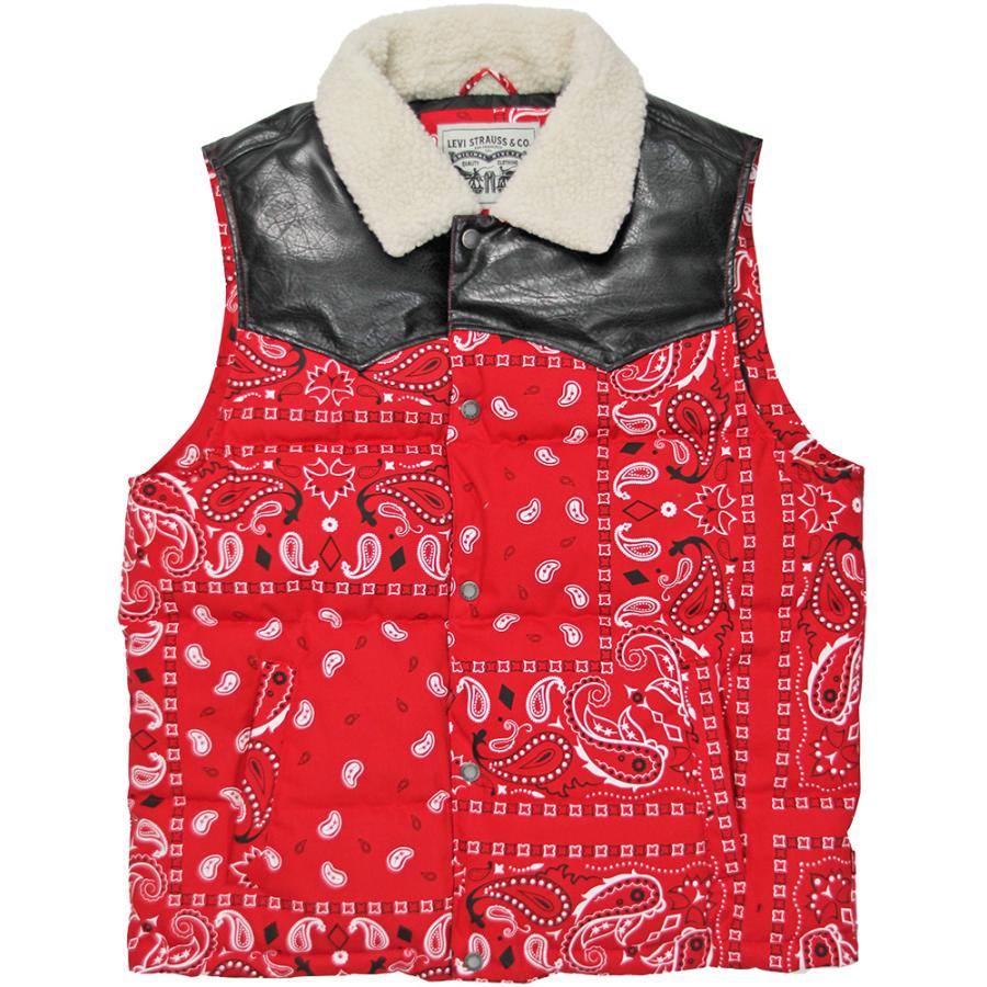 LEVI'S リーバイス パファ ベスト PUFFER VEST LM2RP372 レッド バンダナ柄 ペイズリー柄 ペズリー US企画