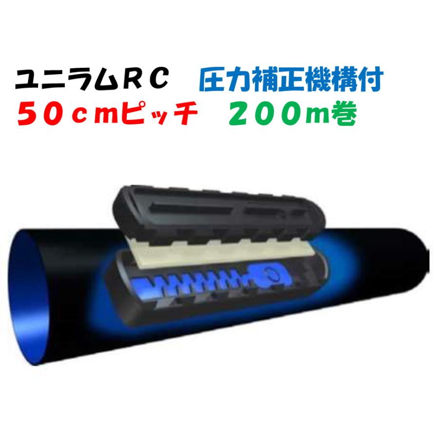 ユニラムRC 50cmピッチ 200m巻 圧力補正機構付ドリッパー GUR17-50S 