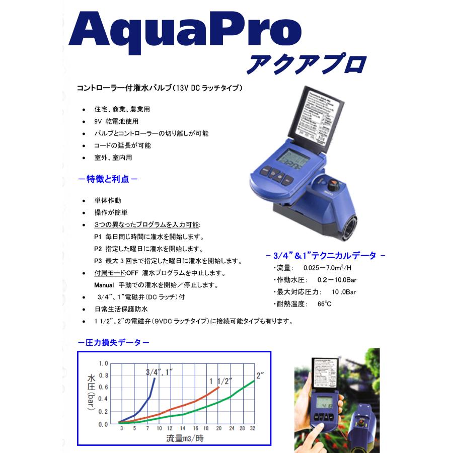 乾電池式タイマー アクアプロ 3/4”（20mm）灌水コントローラー 自動水