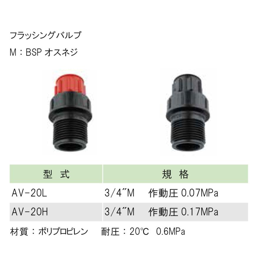 フラッシングバルブ （自動排水弁）AV-20L 低圧用 赤 3/4” オスネジ 20mm イリテック 水抜弁｜a-green｜02