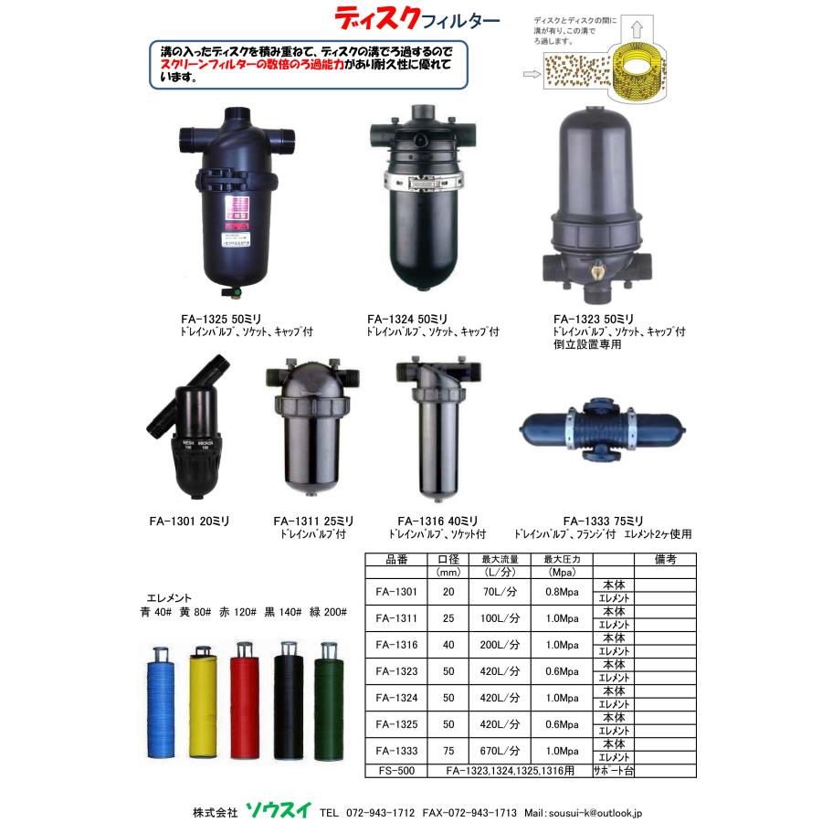 ディスクフィルター　1&quot;　インチ　(25mm)　FA-1311　AR311　同規格品　ＡＲＫＡＬ製（アーカル）　イリテック