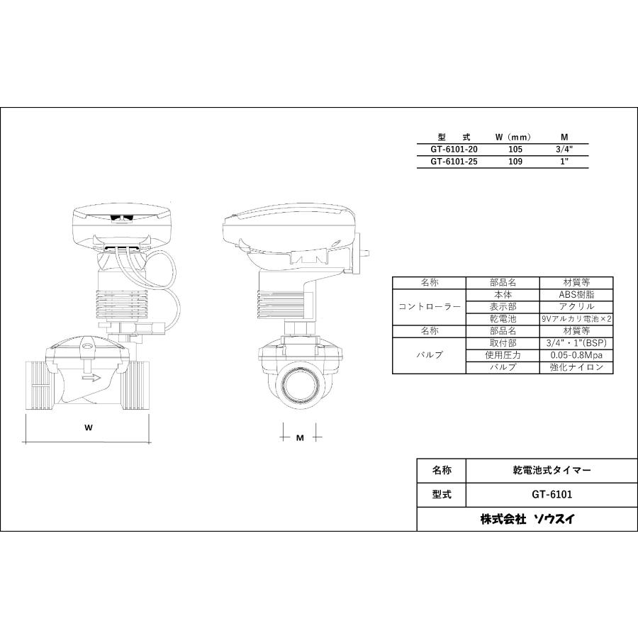 乾電池式タイマー Galcon ガルコン GT-6101-20 防雨ボックス入 20mm