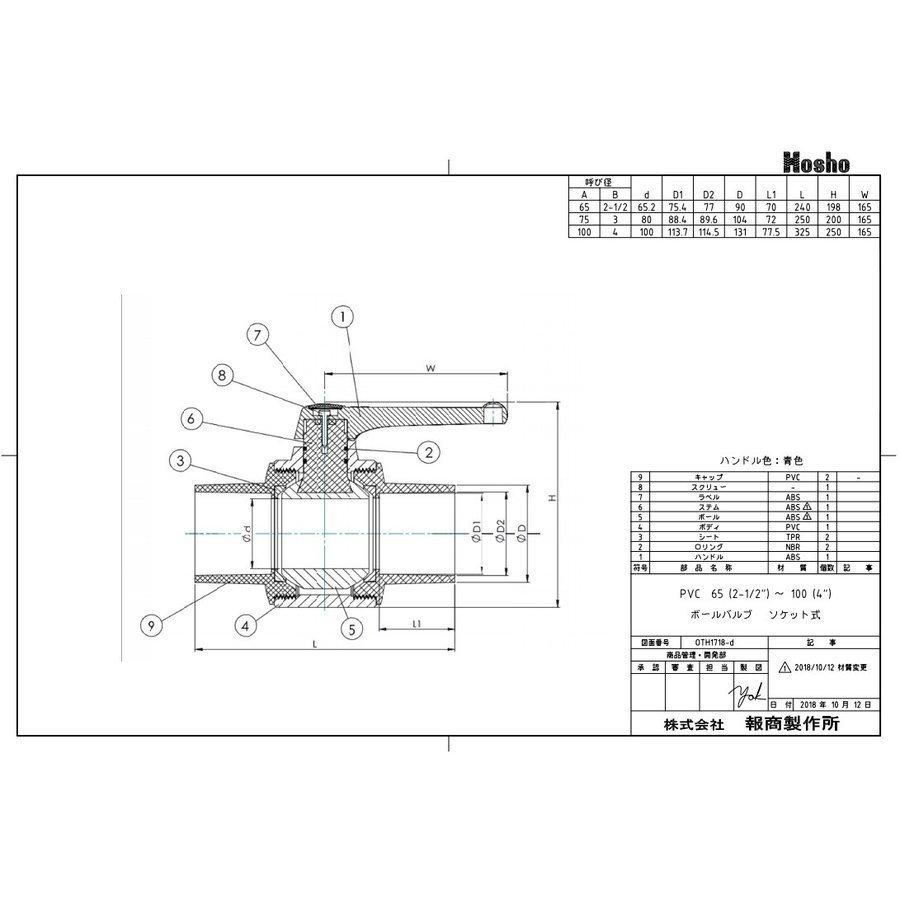 PVC ボールバルブ PVC-100 ソケット式・ねじ込み式 100A 100mm PVC ボールバルブ PVC-100 ソケット式・ねじ込み式 100A 100mm