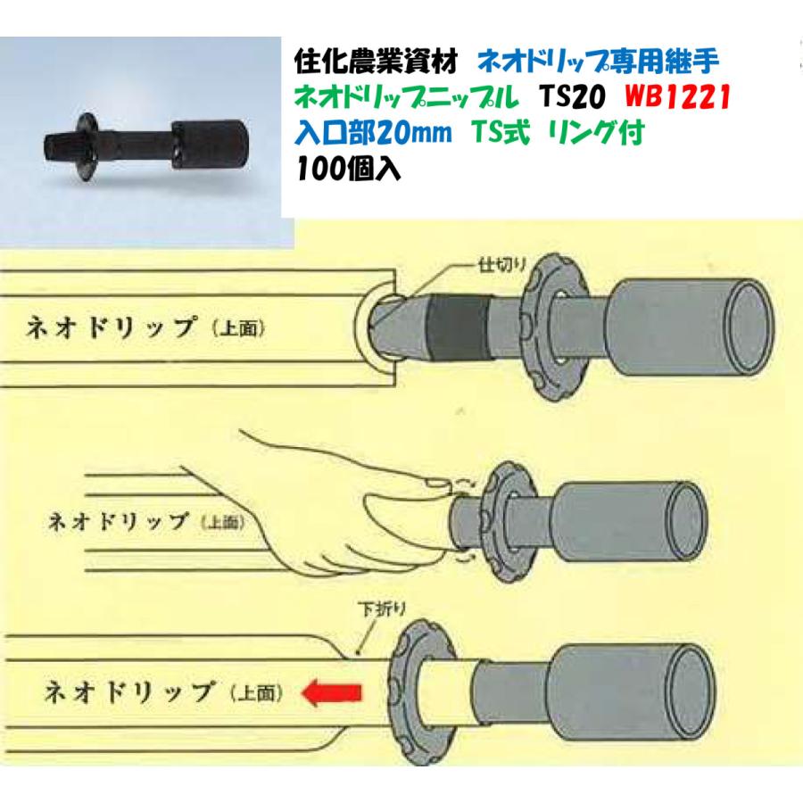 ネオドリップ専用継手 ネオドリップニップル TS20 100個入 WB1221 灌水