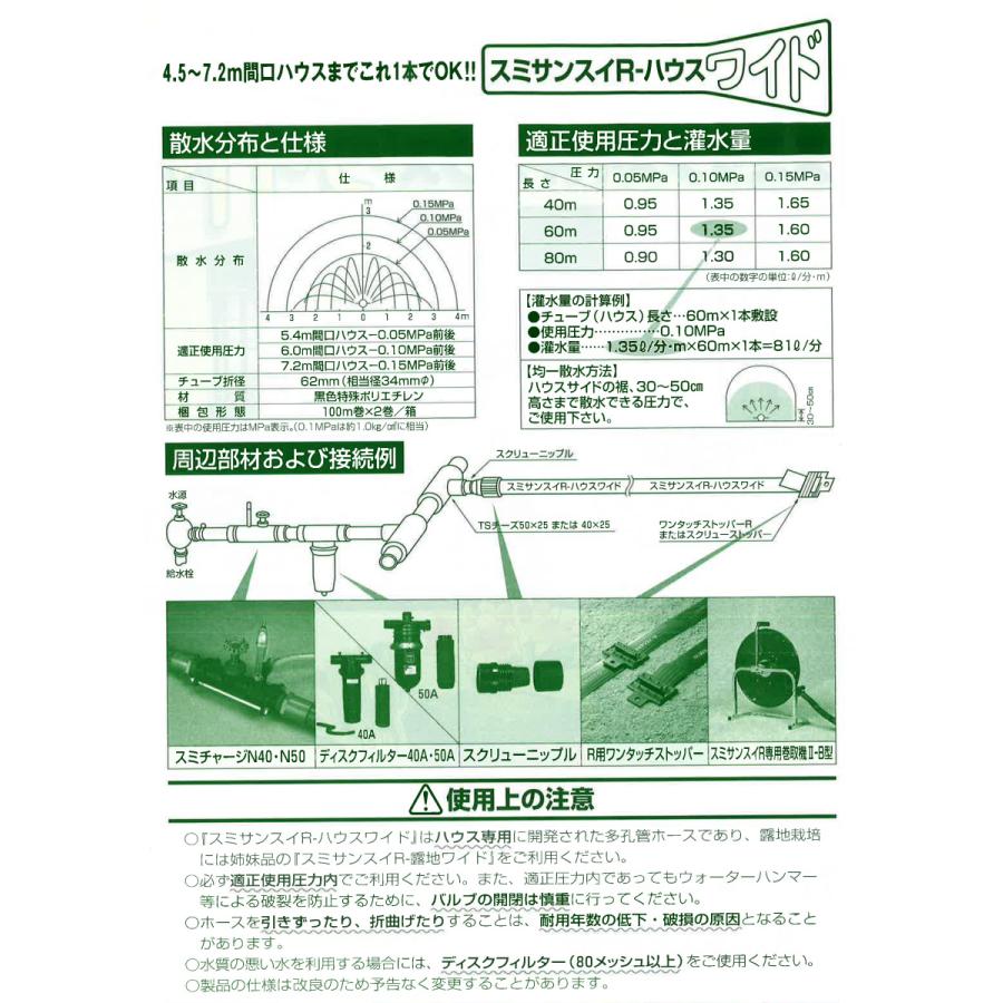 スミサンスイ Rハウスワイド 100m 2巻セット 噴霧散水タイプ WB1060