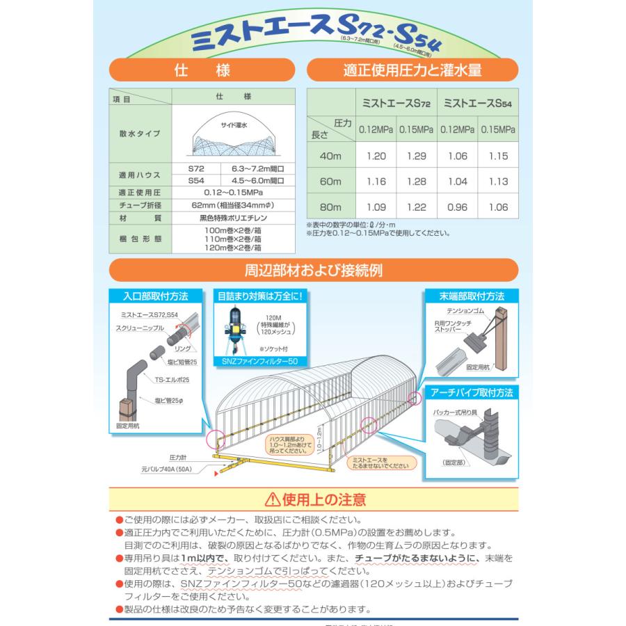 ミストエース S54 100m 2巻セット サイド潅水用 噴霧式 WB1070 旧 