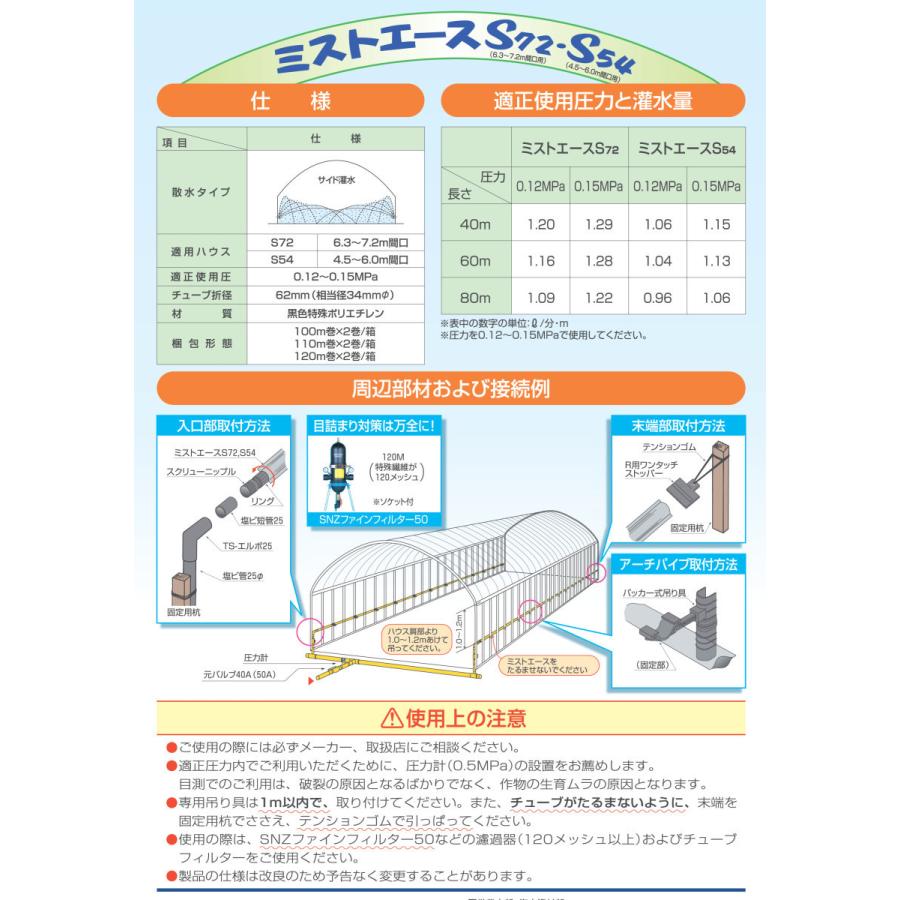 ミストエース S54 120m 2巻セット サイド潅水用 噴霧式 WB1072 旧