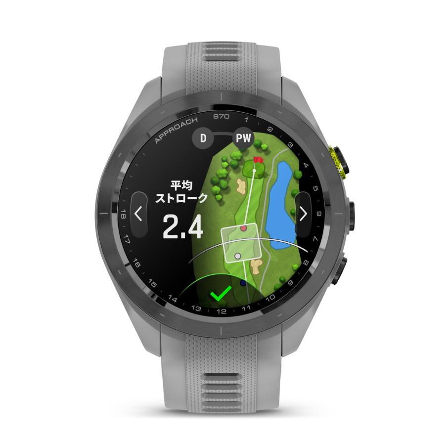 ガーミン正規販売店 Approach S70 42mm Gray Suica 対応 アプローチ GPS ゴルフ コースマップ スイング ショット追跡 高低差情報 日本正規品 010-02746-21の画像
