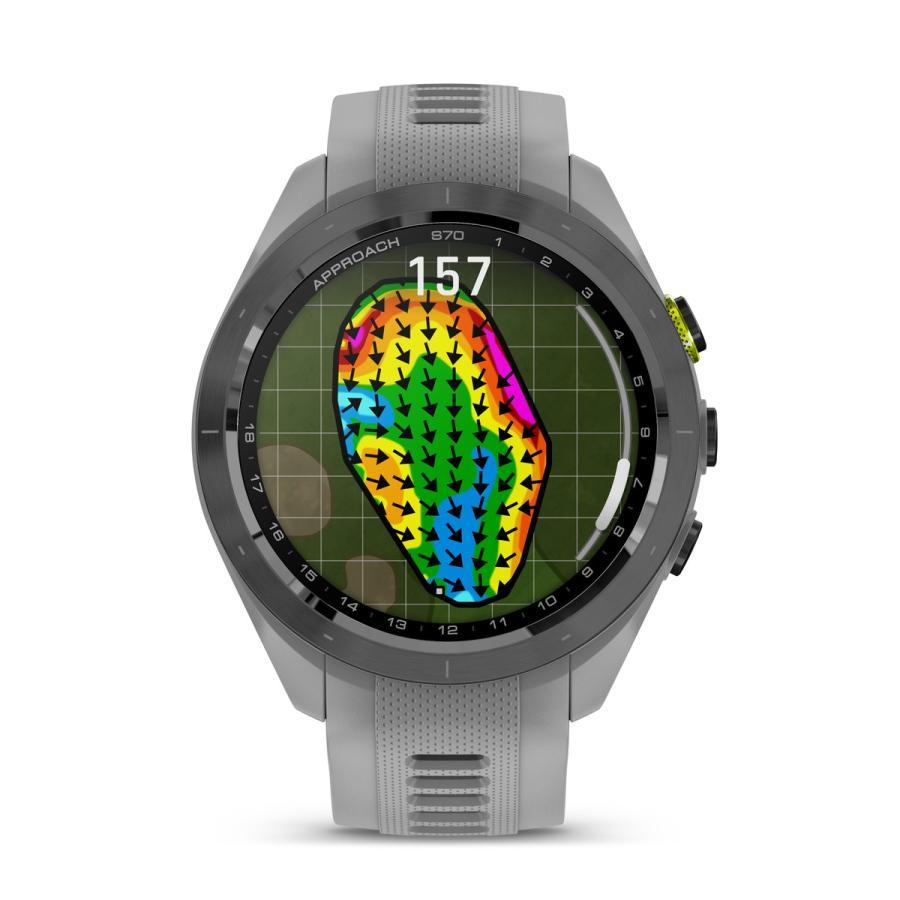 ガーミン正規販売店 Approach S70 42mm Gray Suica 対応 アプローチ GPS ゴルフ コースマップ スイング ショット追跡 高低差情報 日本正規品 010-02746-21の画像