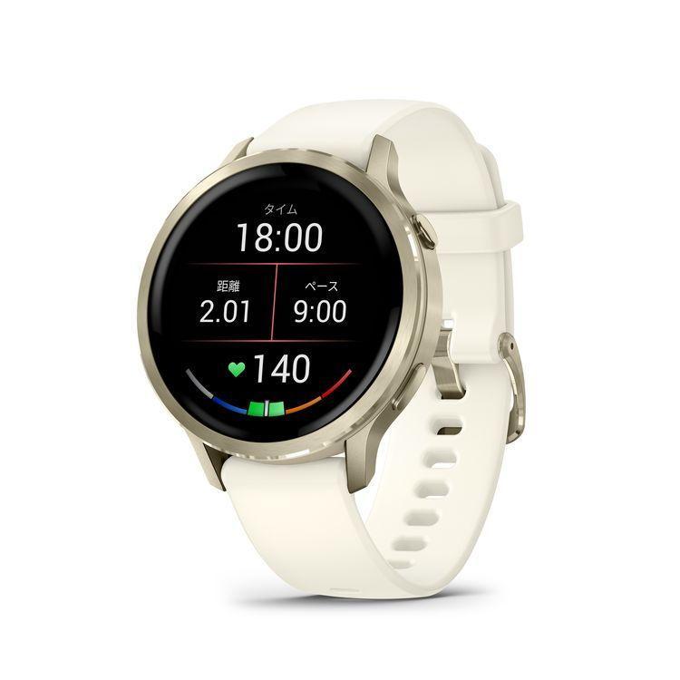 日本正規品 GARMIN ガーミン スマートウォッチ べニュー４ GPS  Venu 4 Lunar Gold / Bone 41mm (Suica対応) 010-03013-30の画像