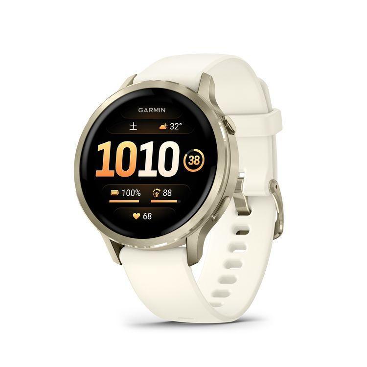 日本正規品 GARMIN ガーミン スマートウォッチ べニュー４ GPS  Venu 4 Lunar Gold / Bone 41mm (Suica対応) 010-03013-30の画像