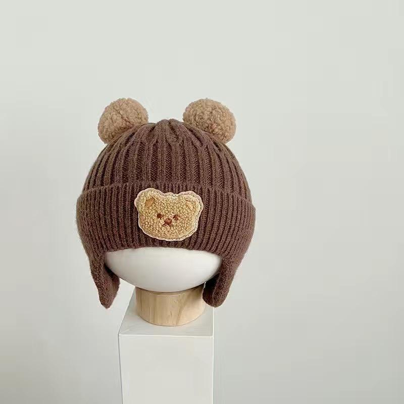 ベビー キャップ 帽子 赤ちゃん クマ くま 熊 ニット帽 キッズ 防寒 