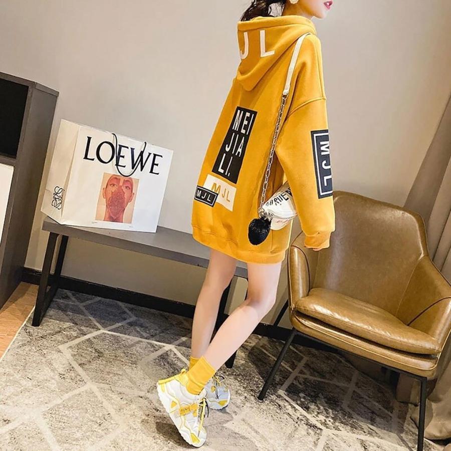 パーカー MJL イエローorブラック トップス 韓国ファッション ビッグ 