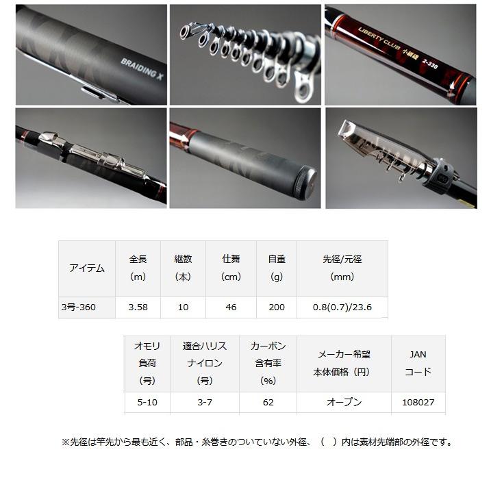 ダイワ) リバティクラブ小継磯 3号-360 108027 ガイド付き 磯竿 竿