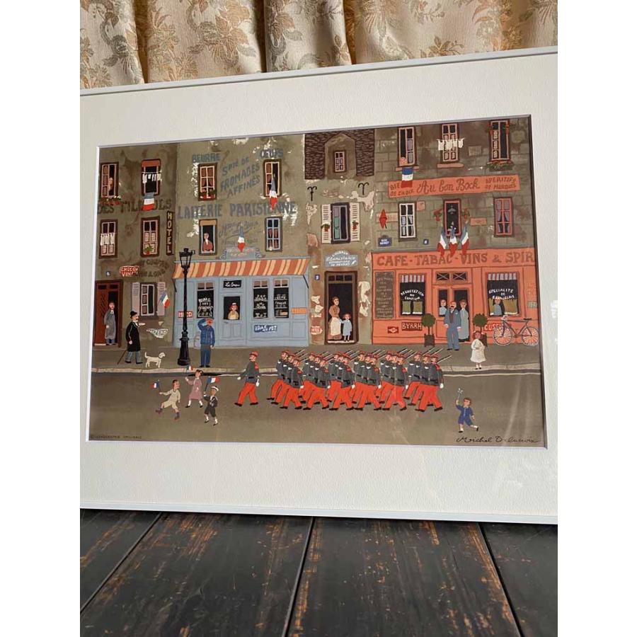 版画 ミッシェル・ドラクロワ パリ祭のパレード リトグラフ