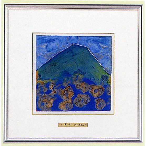 五彩の富士山 青富士 140-04 大 池田 満寿夫 レリーフ 彫刻 絵画