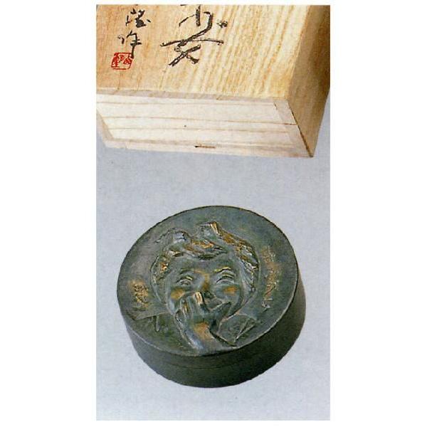 日本彫刻界の最高峰 25-13　文化勲章授章 北村西望 作品　朱肉入　喜ぶ少女　床の間　銅像　全国送料無料