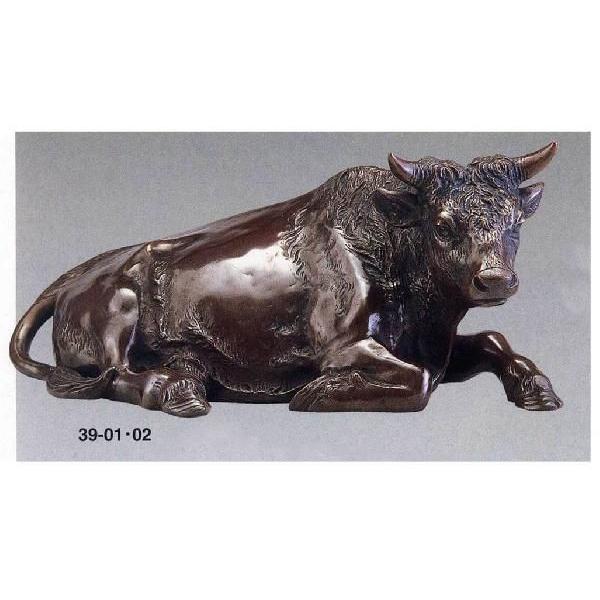 座牛　20号 44-51　般若純一郎　床の間　開運　銅像　和雑貨　鷹