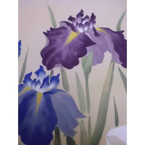 掛け軸 菖蒲 奥田拓也 美術年鑑掲載作家 尺八横 掛軸 全国送料