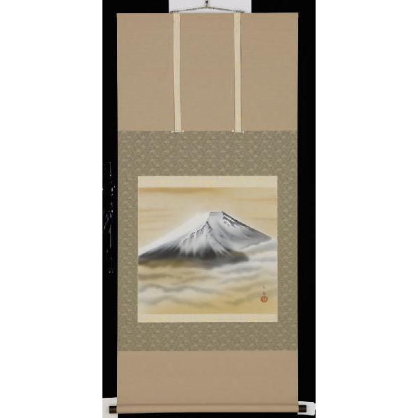 掛け軸　雲海富士　岩田東嶺　美術年鑑掲載作家　掛軸