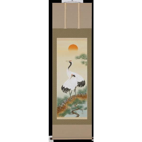 掛軸　松上大鶴　藤沢寿峰　尺五立　掛け軸