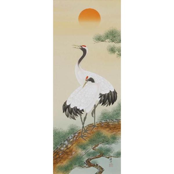 掛軸　松上鶴(小)　藤沢寿峰 掛軸 松上大鶴 藤沢寿峰 尺五立 掛け軸 : 古都-京都 掛け軸専門