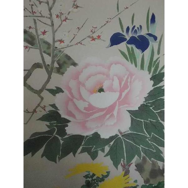 掛軸 四季草花 林 文美 掛け軸 尺五立 : 660020 : 古都-京都 掛け軸 