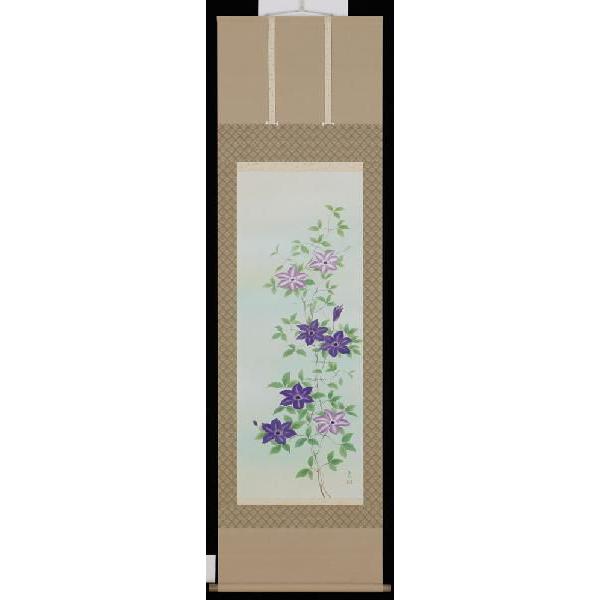 在庫一掃 掛け軸 鉄線花 川島正行 美術年鑑掲載作家 掛軸 第1位獲得 Blog Lonolife Com