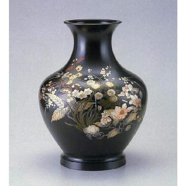 13号 大寿形 早春の花 98-52 山本 秀峰 花瓶 花器 床の間 置物 銅製