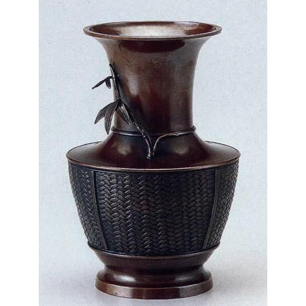 網代　竹  106-56　花瓶　花器　床の間　置物　銅製　ブロンズ