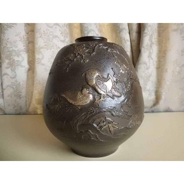 輝く高品質な おしどり 花瓶 104 52 花器 床の間 置物 銅製 ブロンズ ポイント10倍 Feltfetish Com