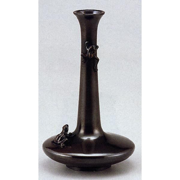 平寛通形　蛙付 104-55　花瓶　花器　床の間　置物　銅製　ブロンズ
