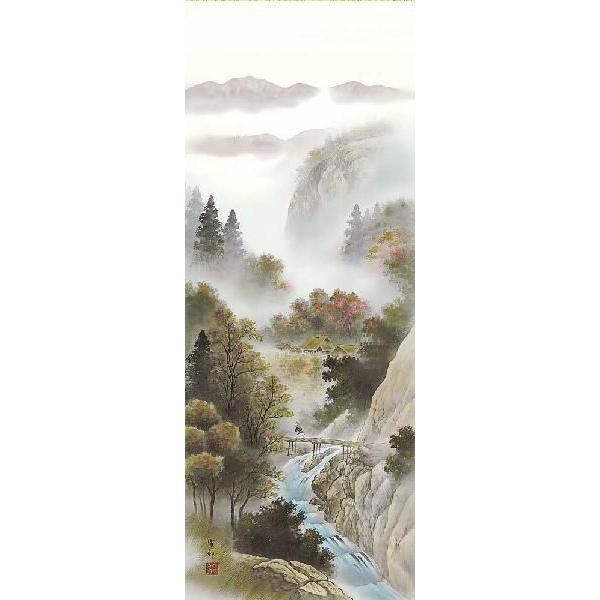 掛け軸　四季山水（春）　単品　中山雪邨　掛軸｜a-kakejikujp｜02