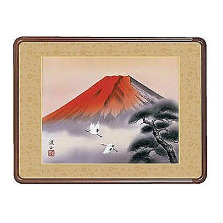 掛け軸　赤富士飛鶴　伊藤渓山　日本画　和額　掛軸　全国送料無料