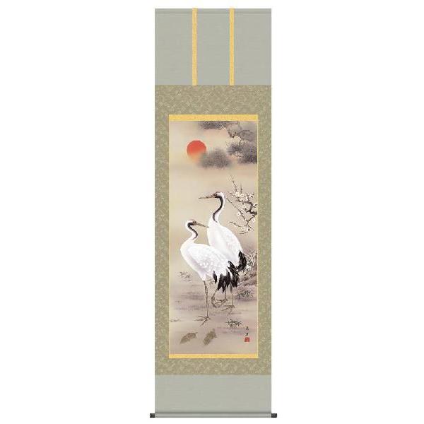 掛け軸　松竹梅鶴亀　戸塚翠漣　掛軸