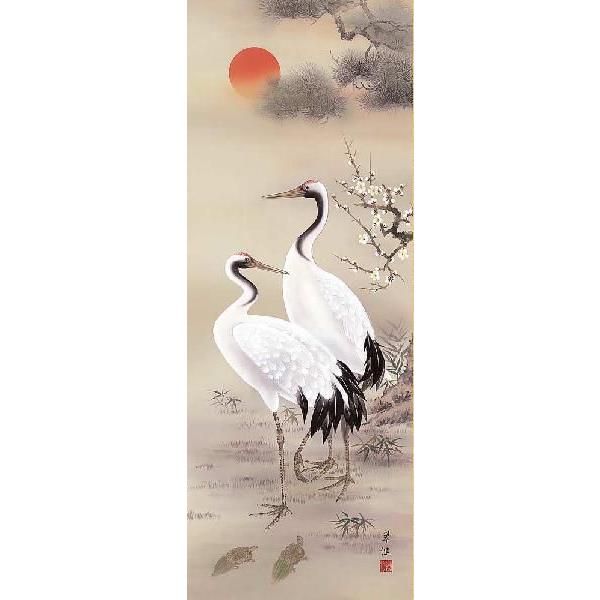 掛け軸　松竹梅鶴亀　戸塚翠漣　掛軸_1