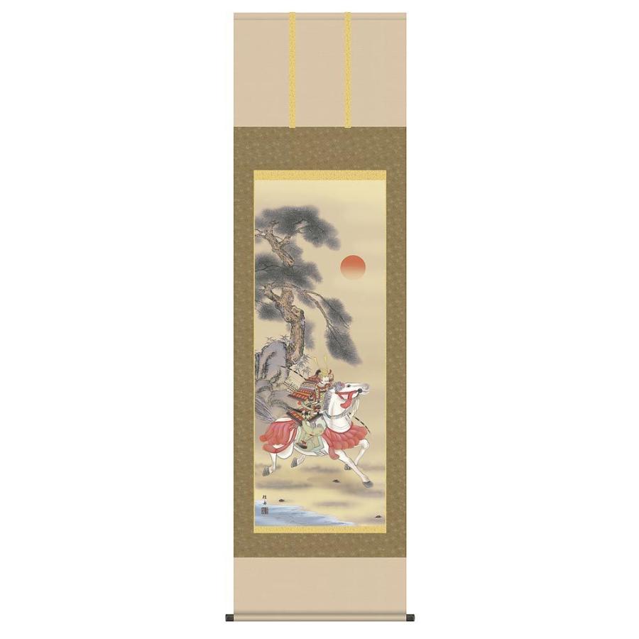 掛け軸　白馬武者／尺五　長江桂舟　掛軸　全国送料無料