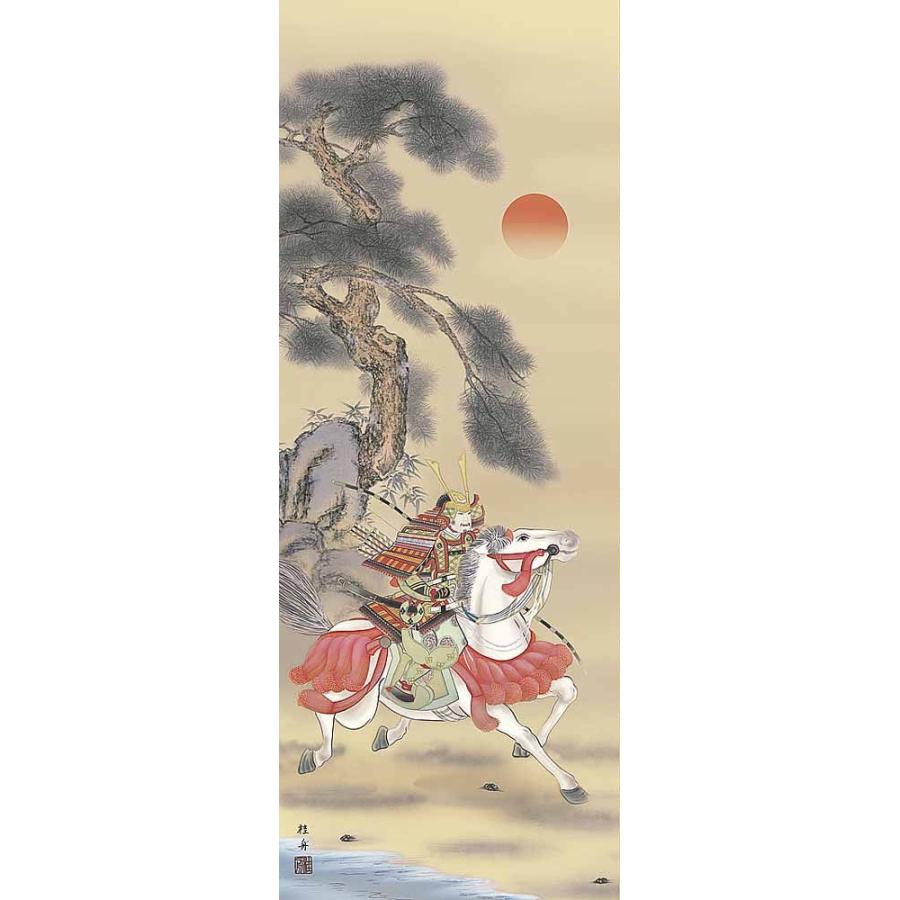 掛け軸　白馬武者／尺五　長江桂舟　掛軸　全国送料無料_1